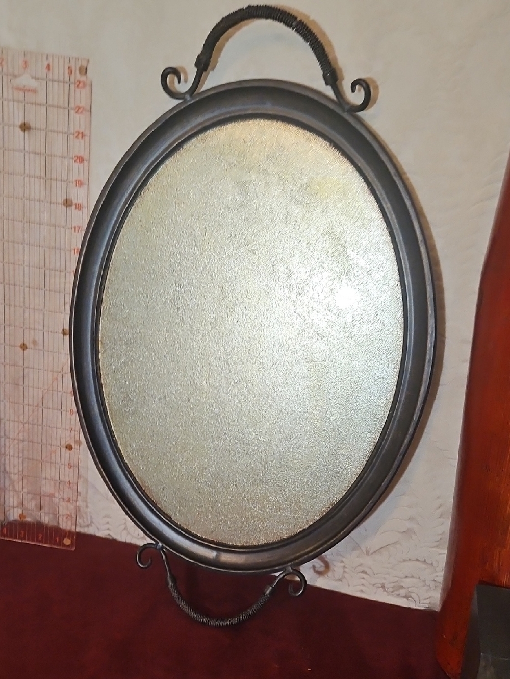 Oval Decorative Metal Tray Dappled Mirror- Bronze Finish